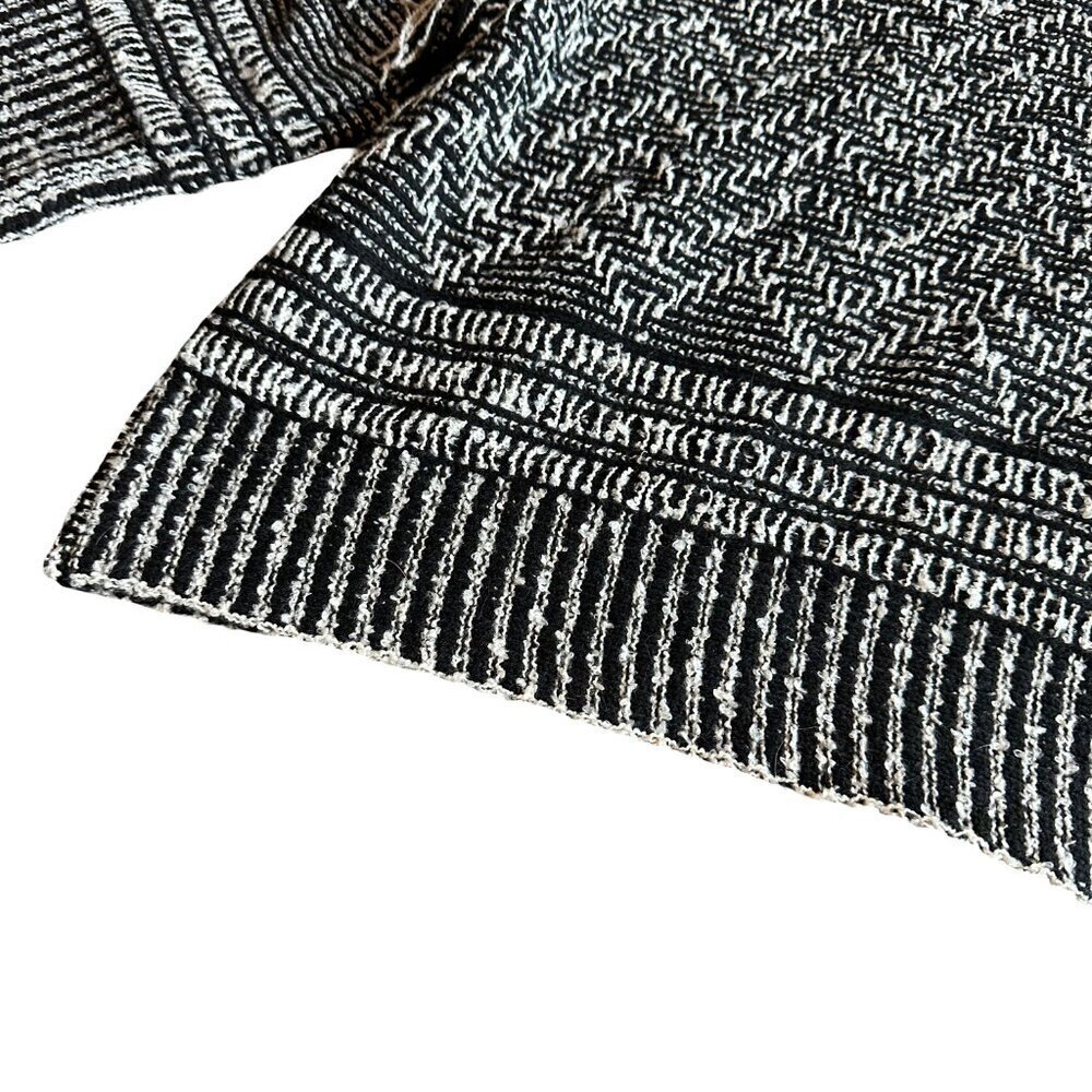 Magaschoni Black White Pullover Turtleneck Sweater Fringe Bohemian Boho Sz Small - Picture 7 of 13